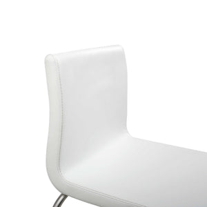 36"H White Faux Leather Low Back Counter Stool