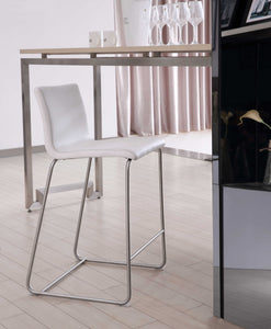 36"H White Faux Leather Low Back Counter Stool