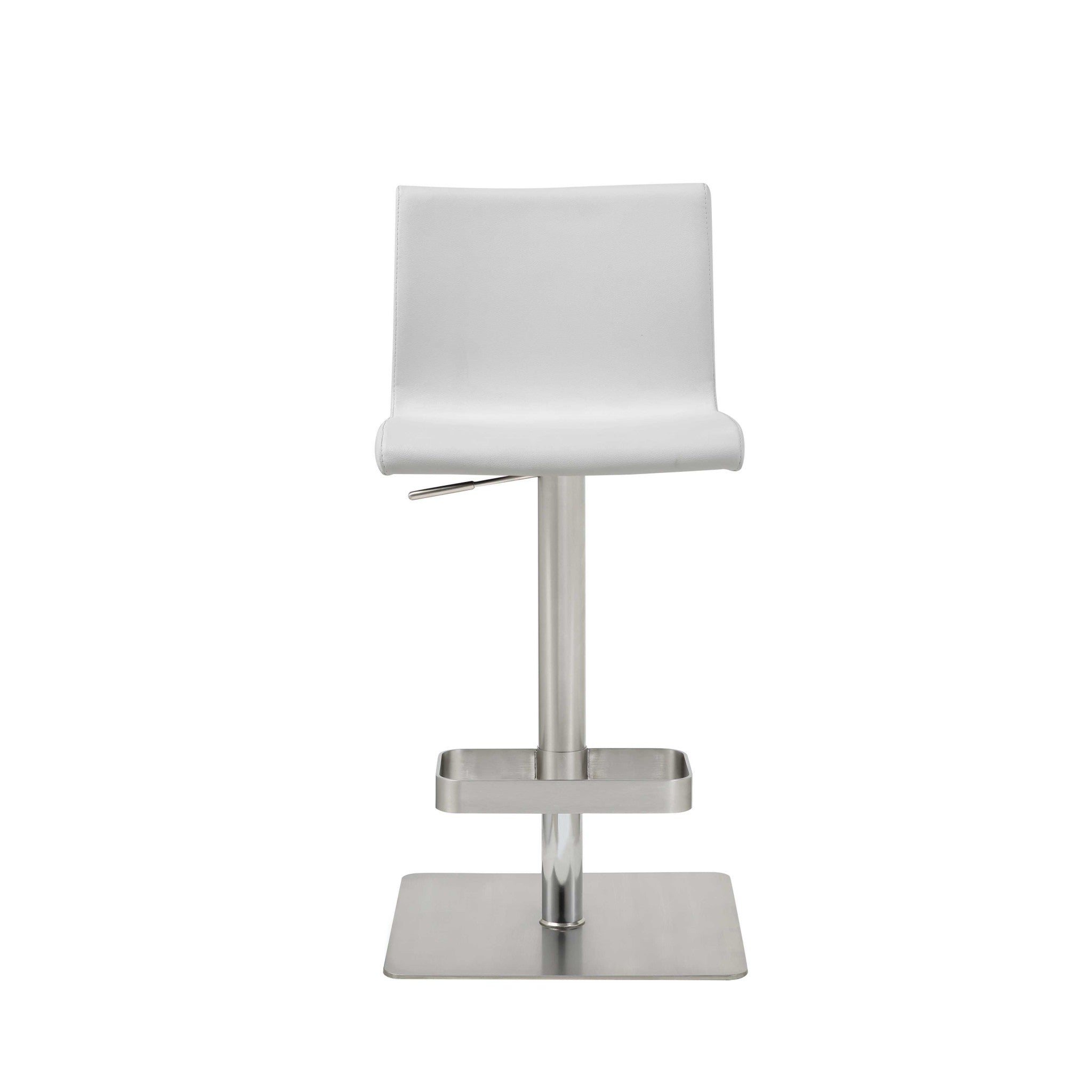 16.5" X 20" X 32-42" White Stainless Steel Bar Stool