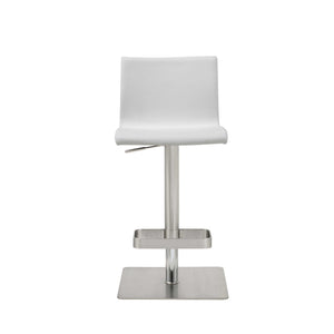 16.5" X 20" X 32-42" White Stainless Steel Bar Stool