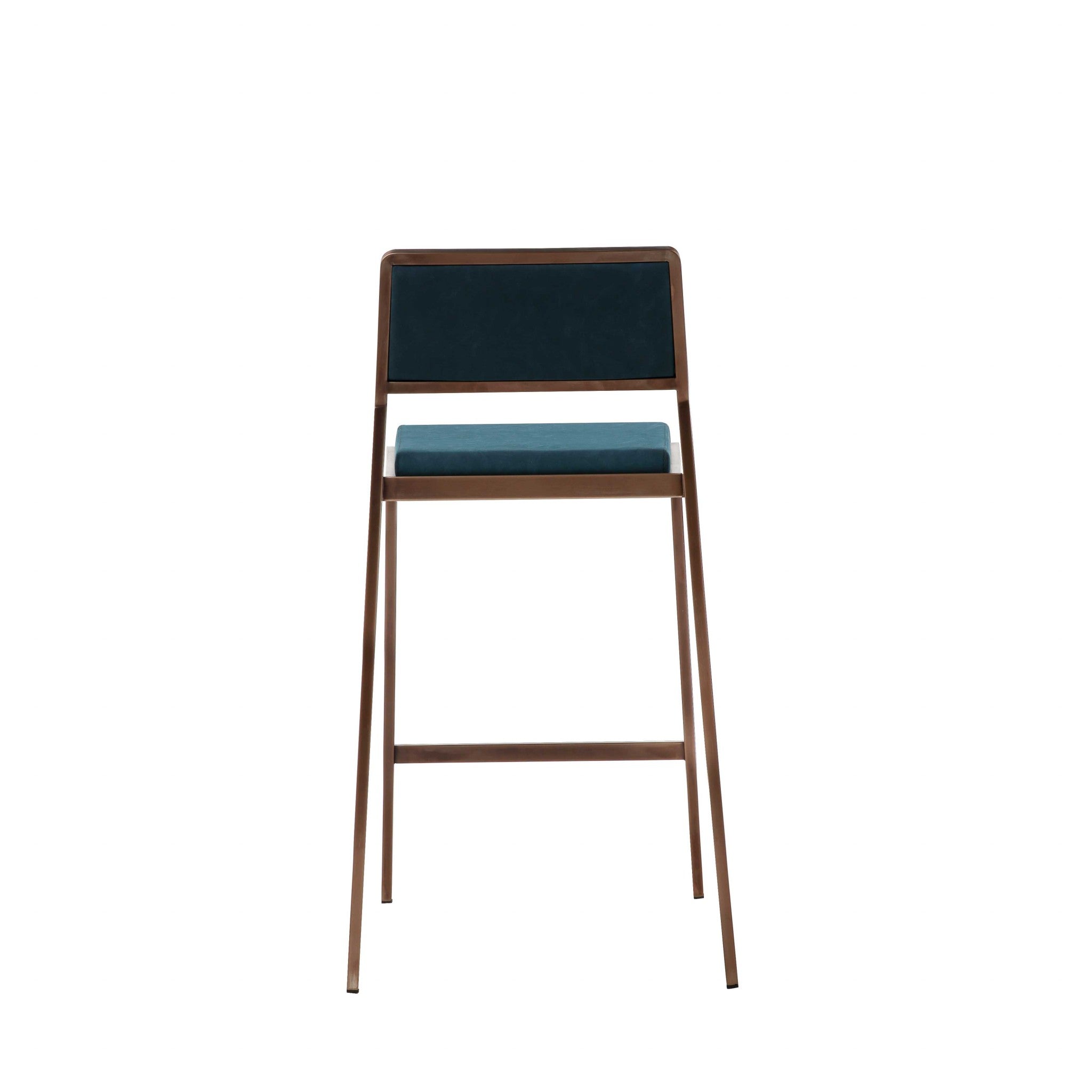 Luxury Teal Blue and Brushed Gold Counter Stool