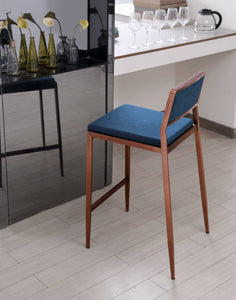 Luxury Teal Blue and Brushed Gold Counter Stool