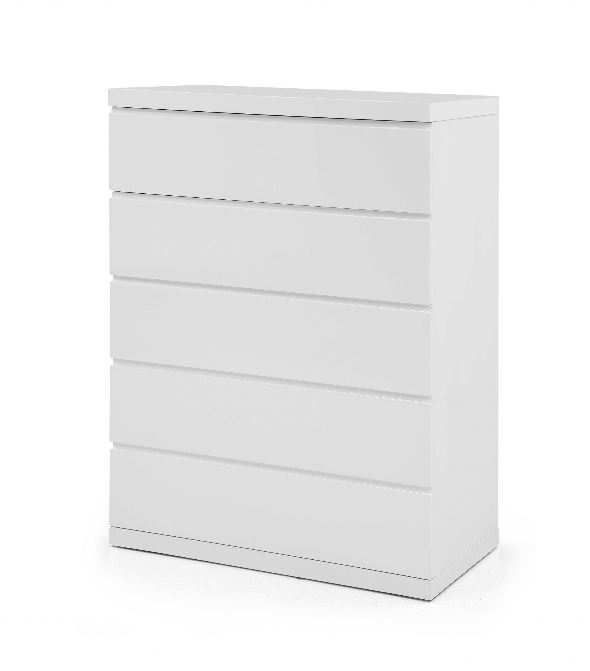 36" X 20" X 47" Gloss White Stainless Steel 5 Drawer Chest