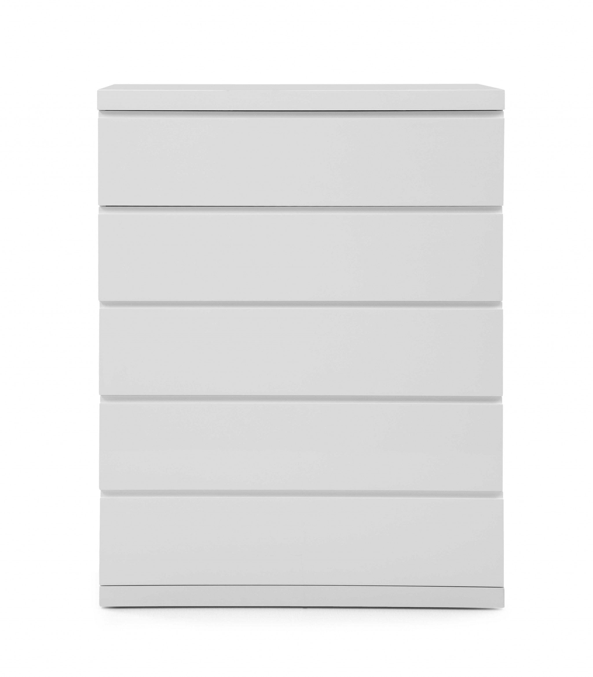 36" X 20" X 47" Gloss White Stainless Steel 5 Drawer Chest