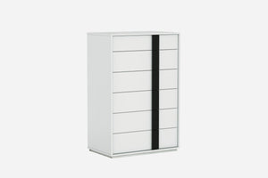 31" X 19" X 47" Gloss White Stainless Steel Drawer Chest