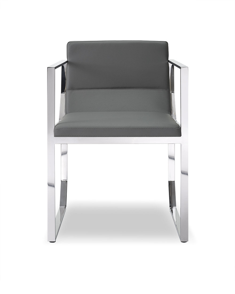 23" X 21" X 30" gray Faux Leather/Stainless Steel Dining Armed Chair