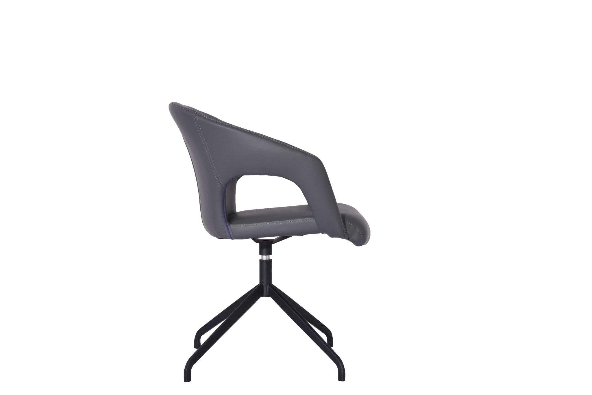 Faux Leather Dark Gray Swivel Chairs with Arms Set of 2