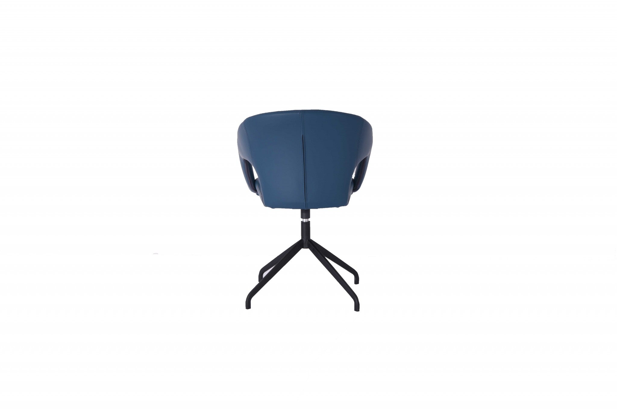 Faux Leather Navy Blue Swivel Chairs with Arms Set of 2