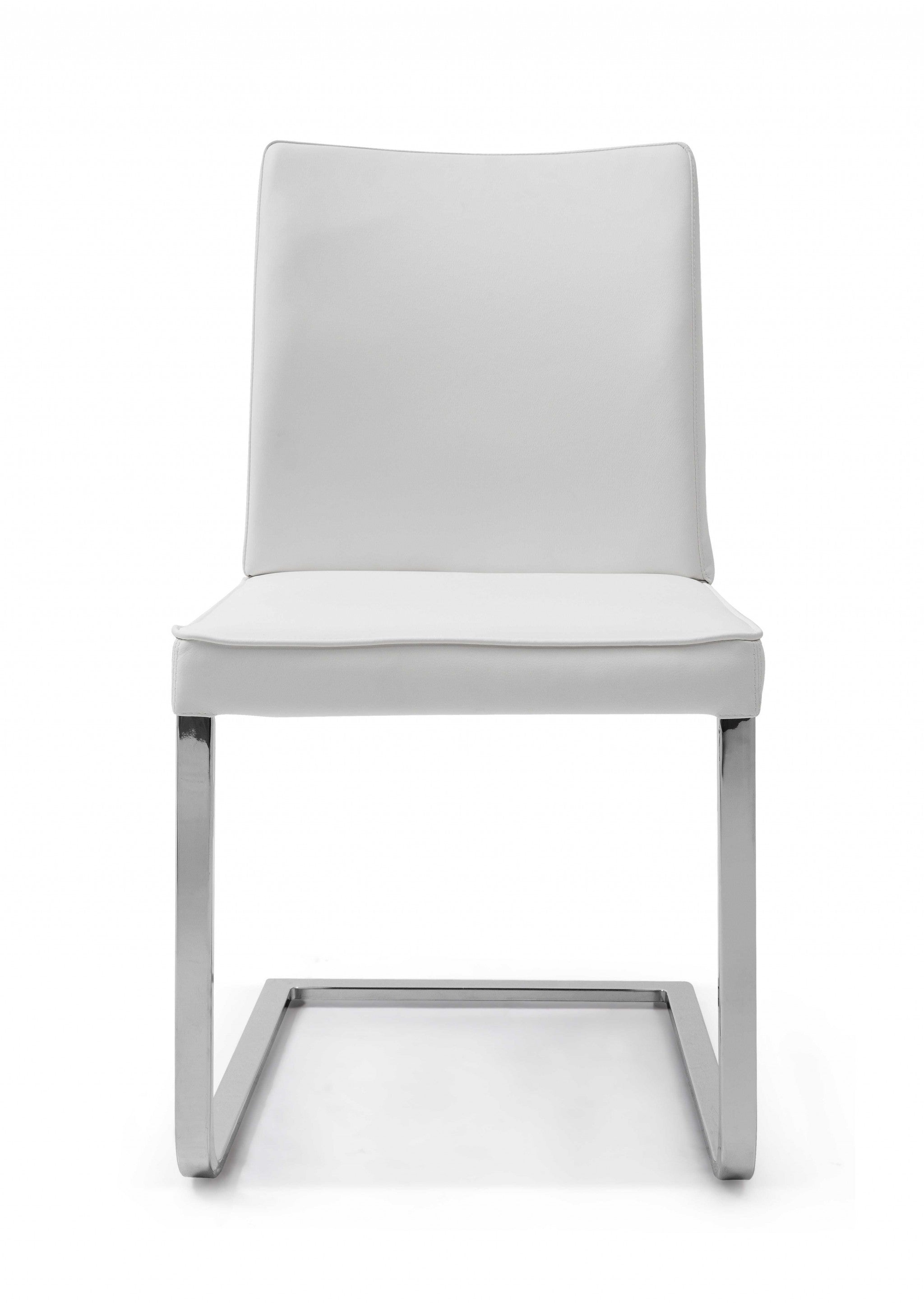 Contemporary White Faux Leather Chrome Dining Chair