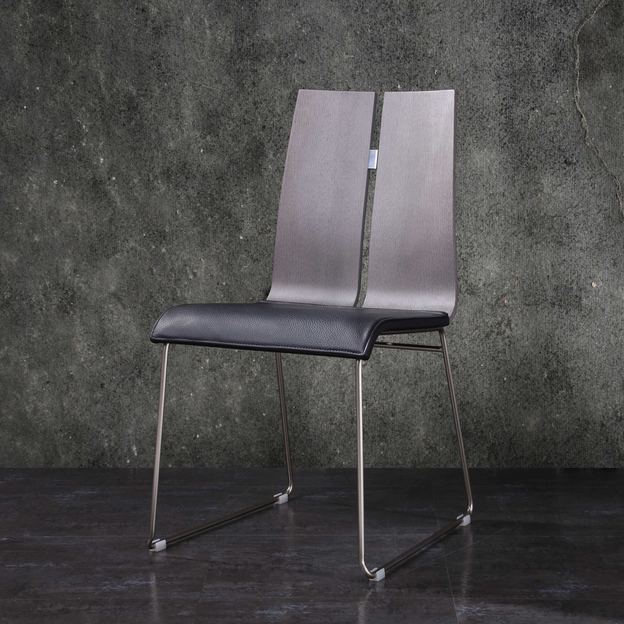 Gray and Black Faux Leather Metal Dining Chair