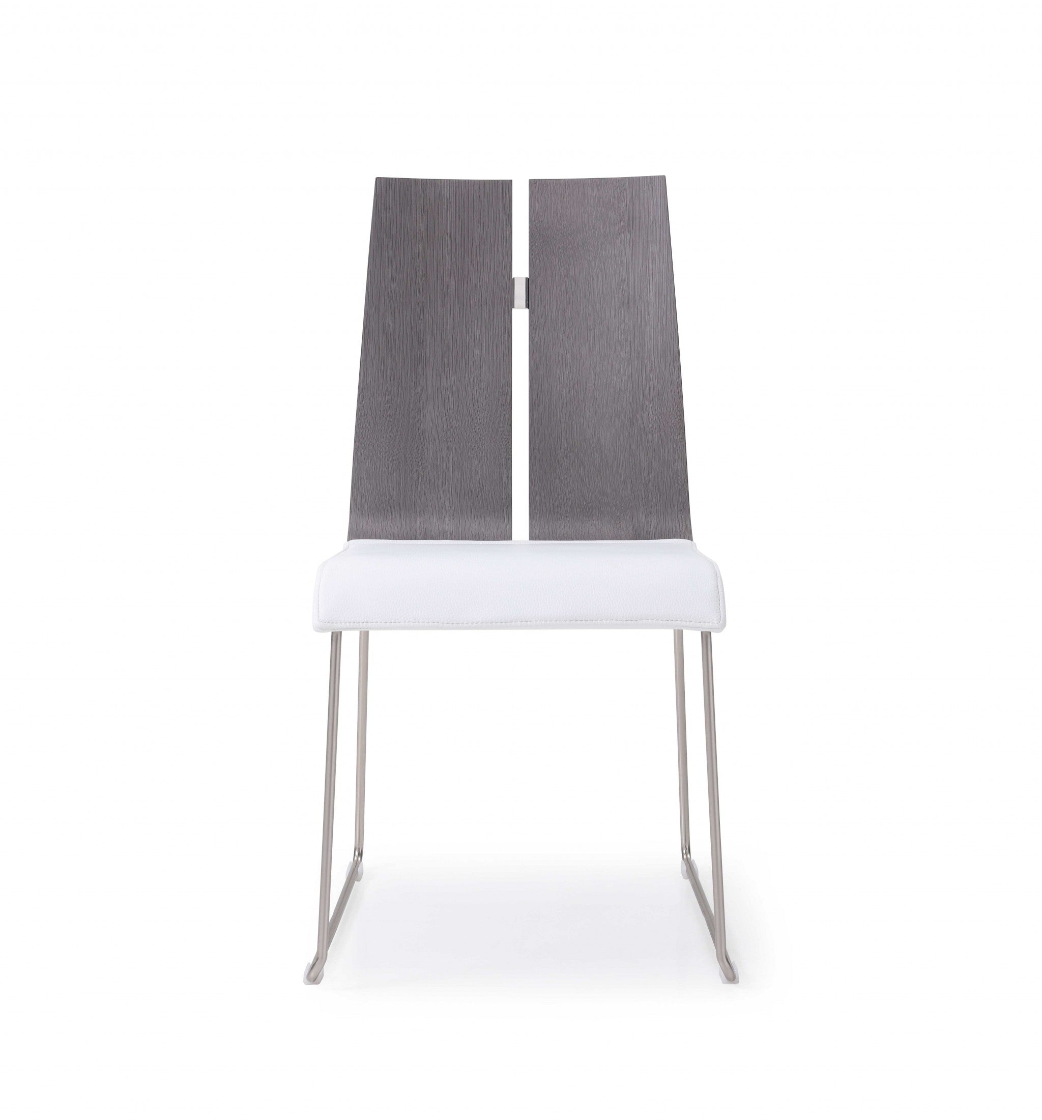 Gray and White Faux Leather Metal Dining Chair