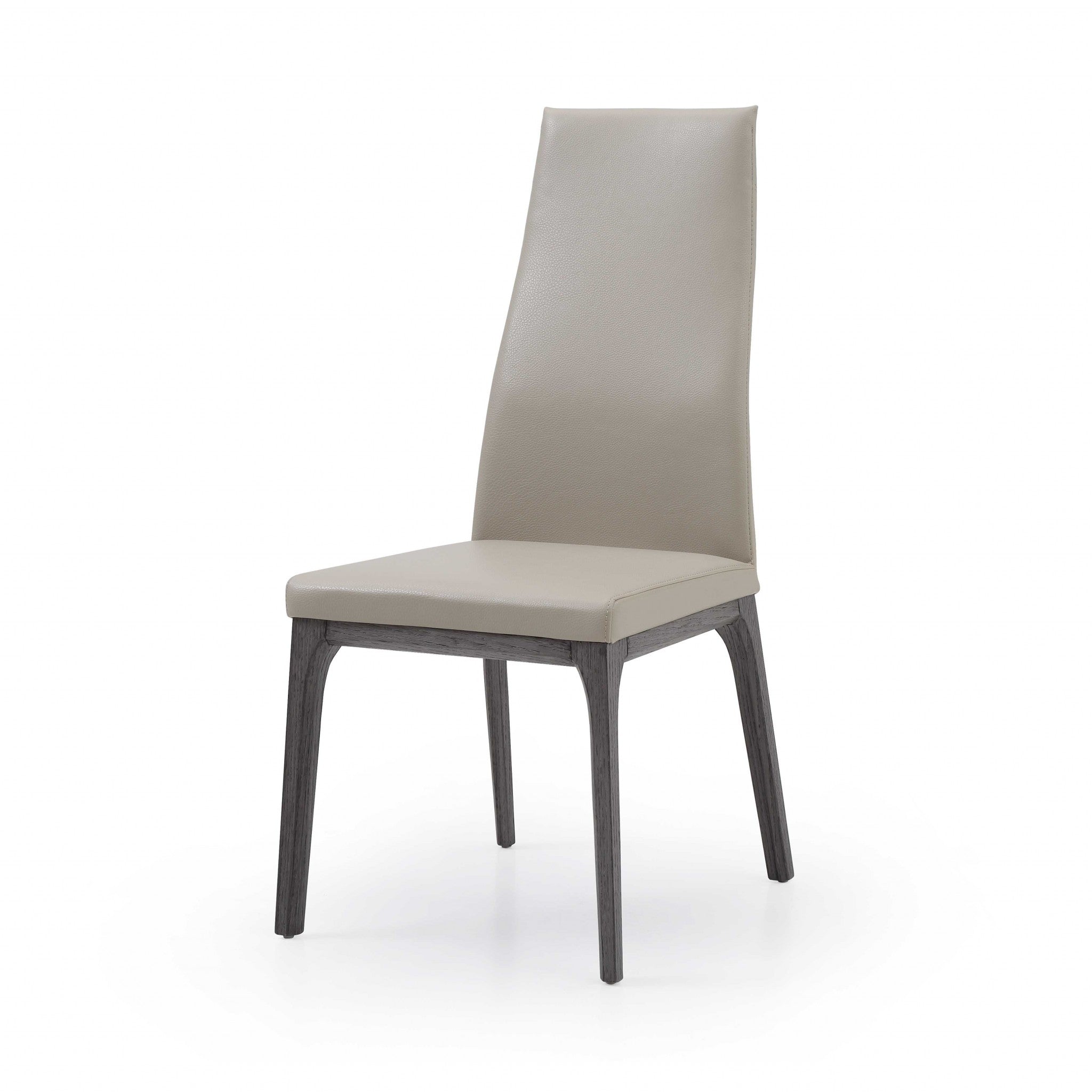 20" X 25" X 42" taupe Faux Leather / Metal Dining Chair