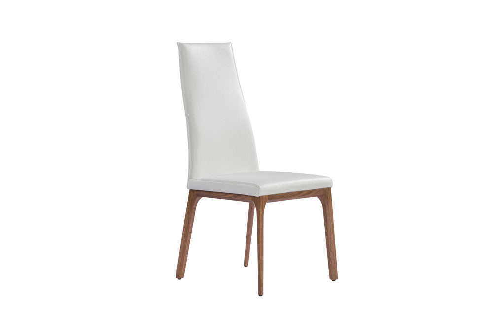 20" X 25" X 43" White Faux Leather / Metal Dining Chair