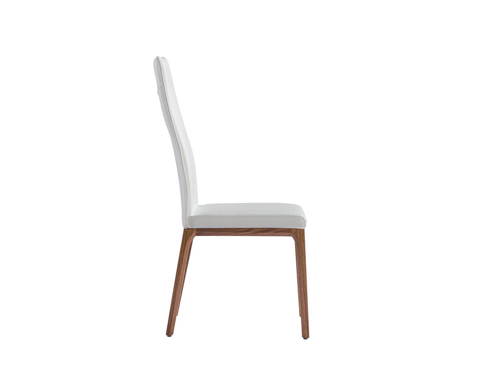 20" X 25" X 43" White Faux Leather / Metal Dining Chair