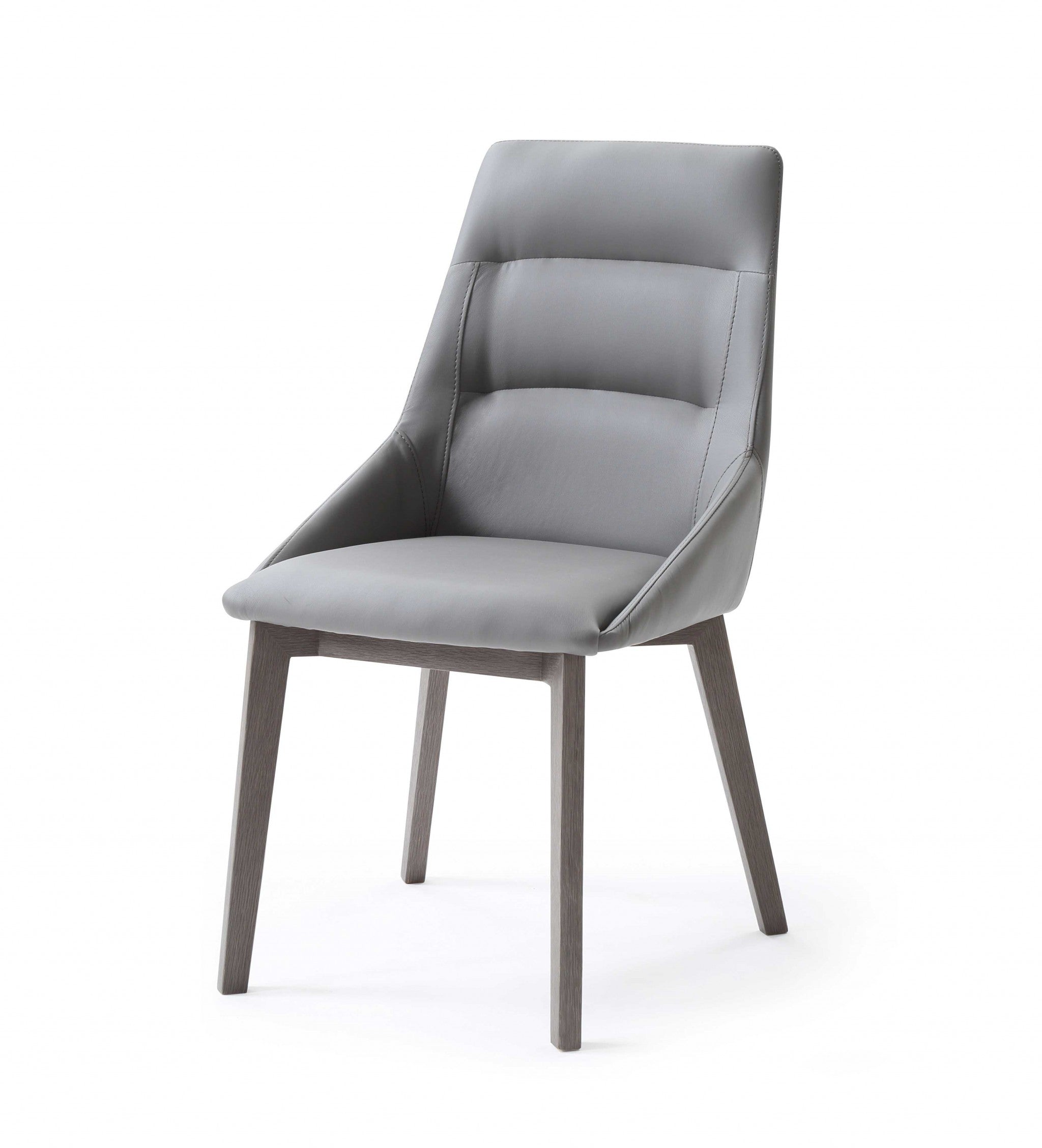 25" X 20" X 35" Grey Faux Leather / Metal Dining Chair