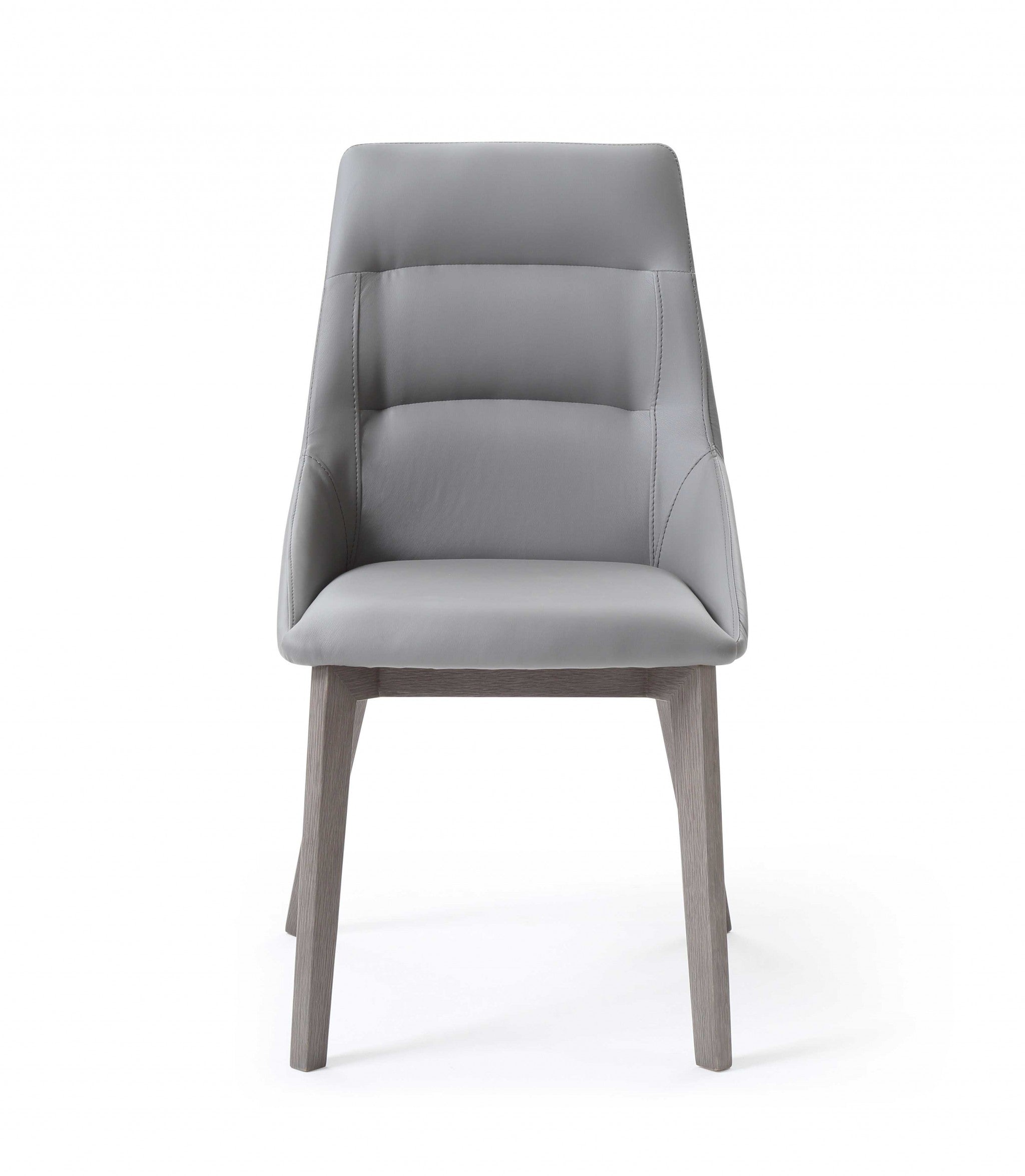 25" X 20" X 35" Grey Faux Leather / Metal Dining Chair