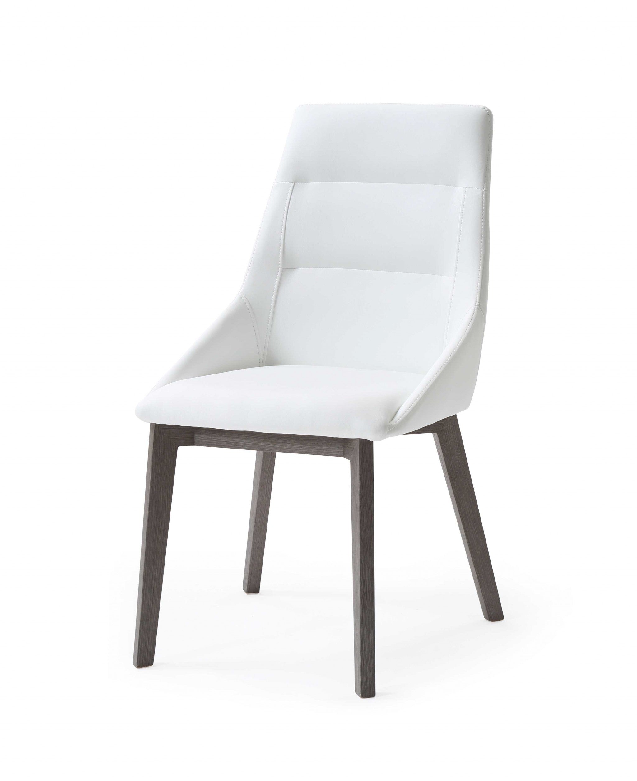 25" X 20" X 35" White Faux Leather / Metal Dining Chair