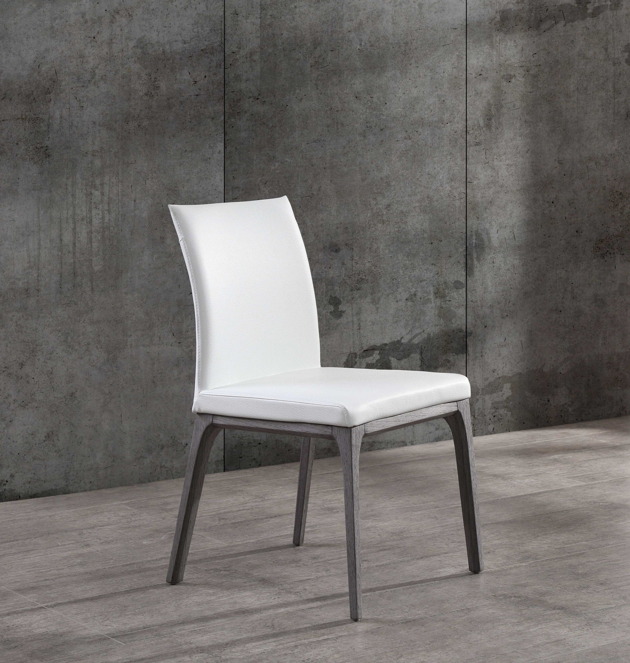 20" X 23" X 35" White Faux Leather / Metal Dining Chair