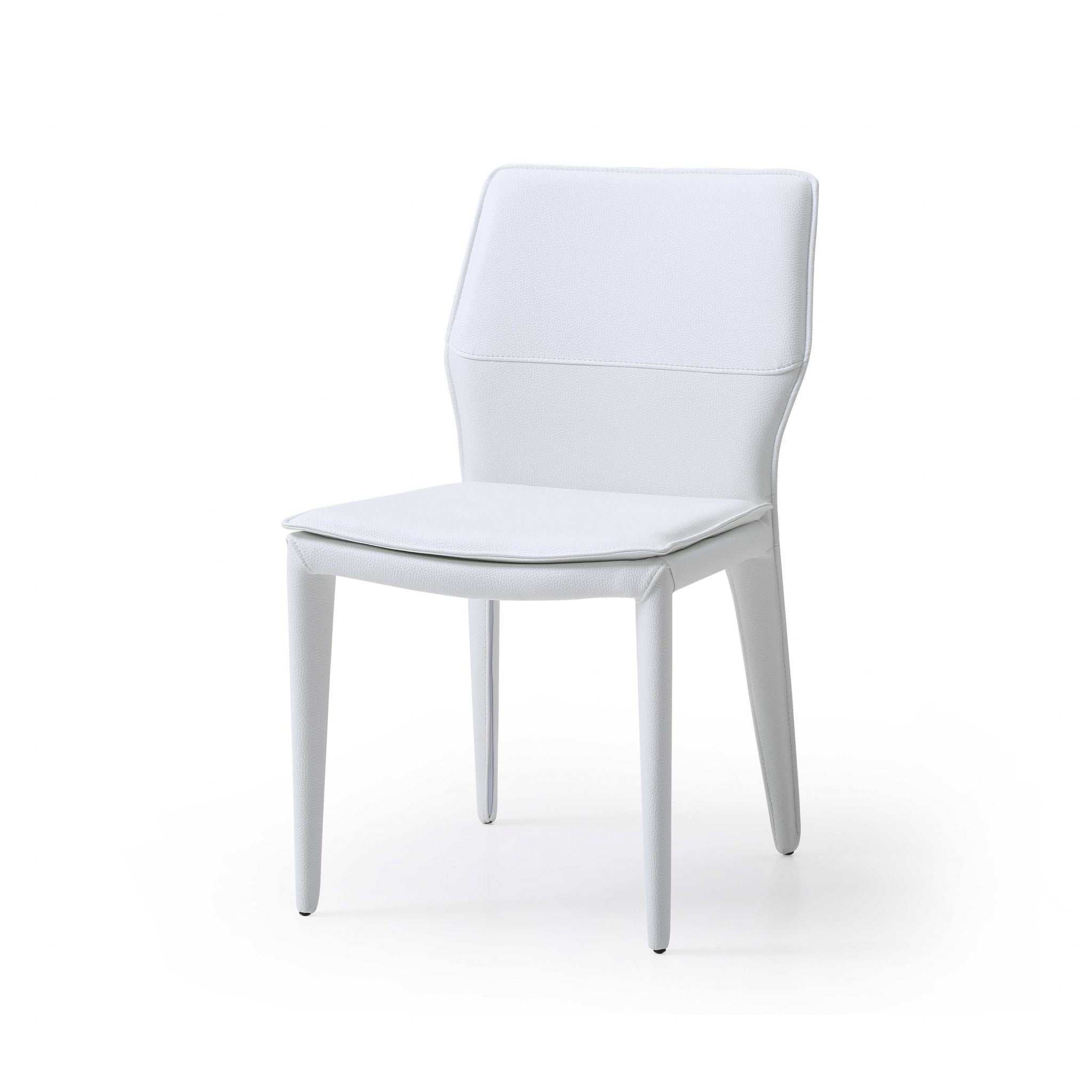 19" X 24" X 33" White Faux Leather / Metal Dining Chair