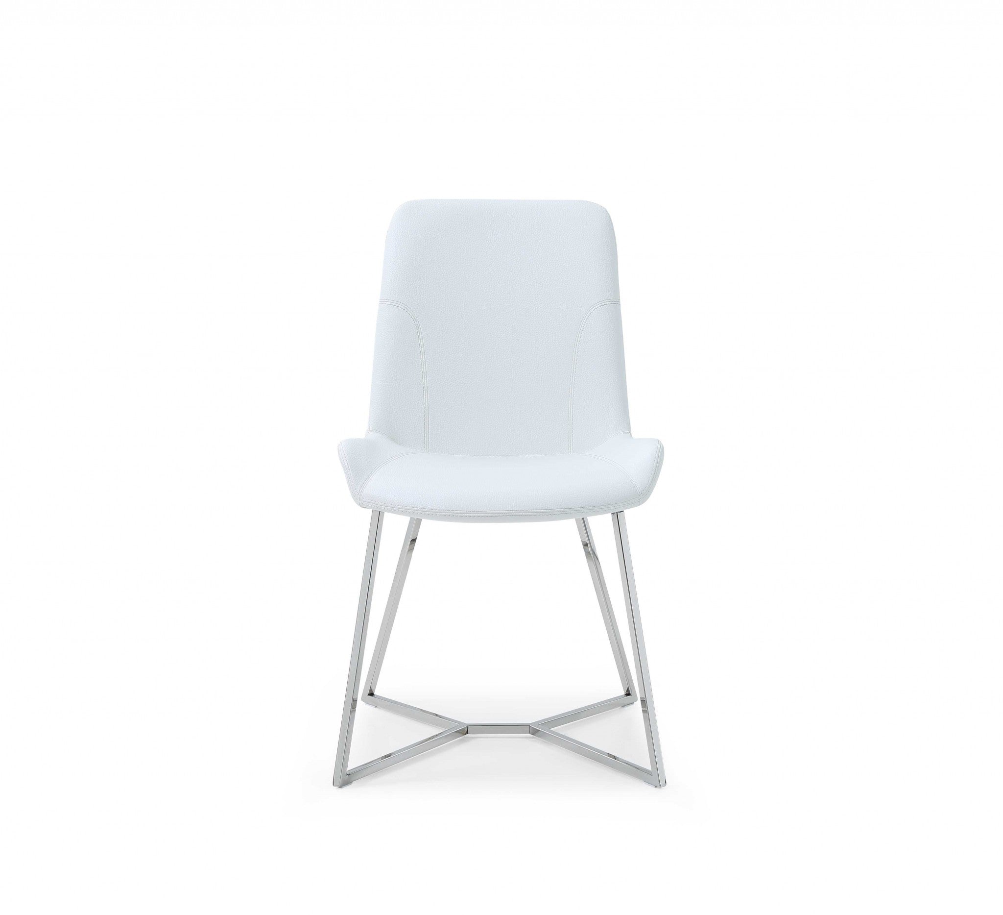 24" X 20" X 34" White Faux Leather / Metal Dining Chair