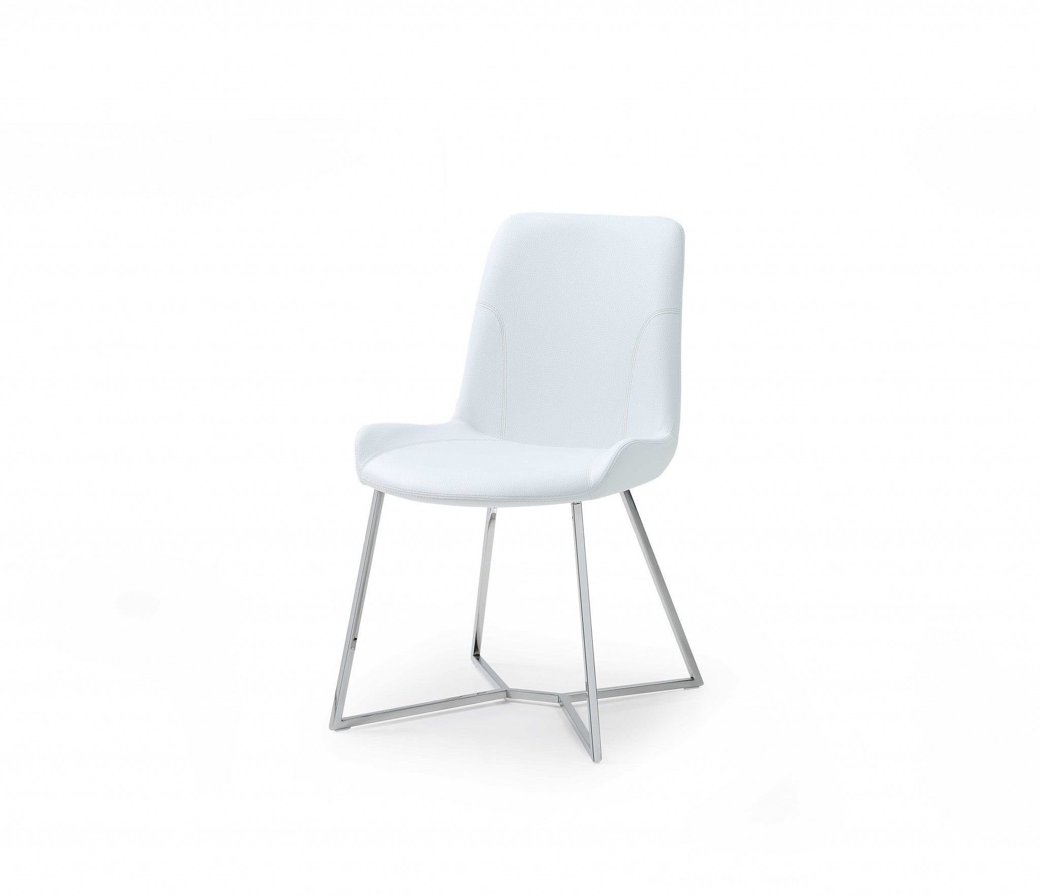 24" X 20" X 34" White Faux Leather / Metal Dining Chair