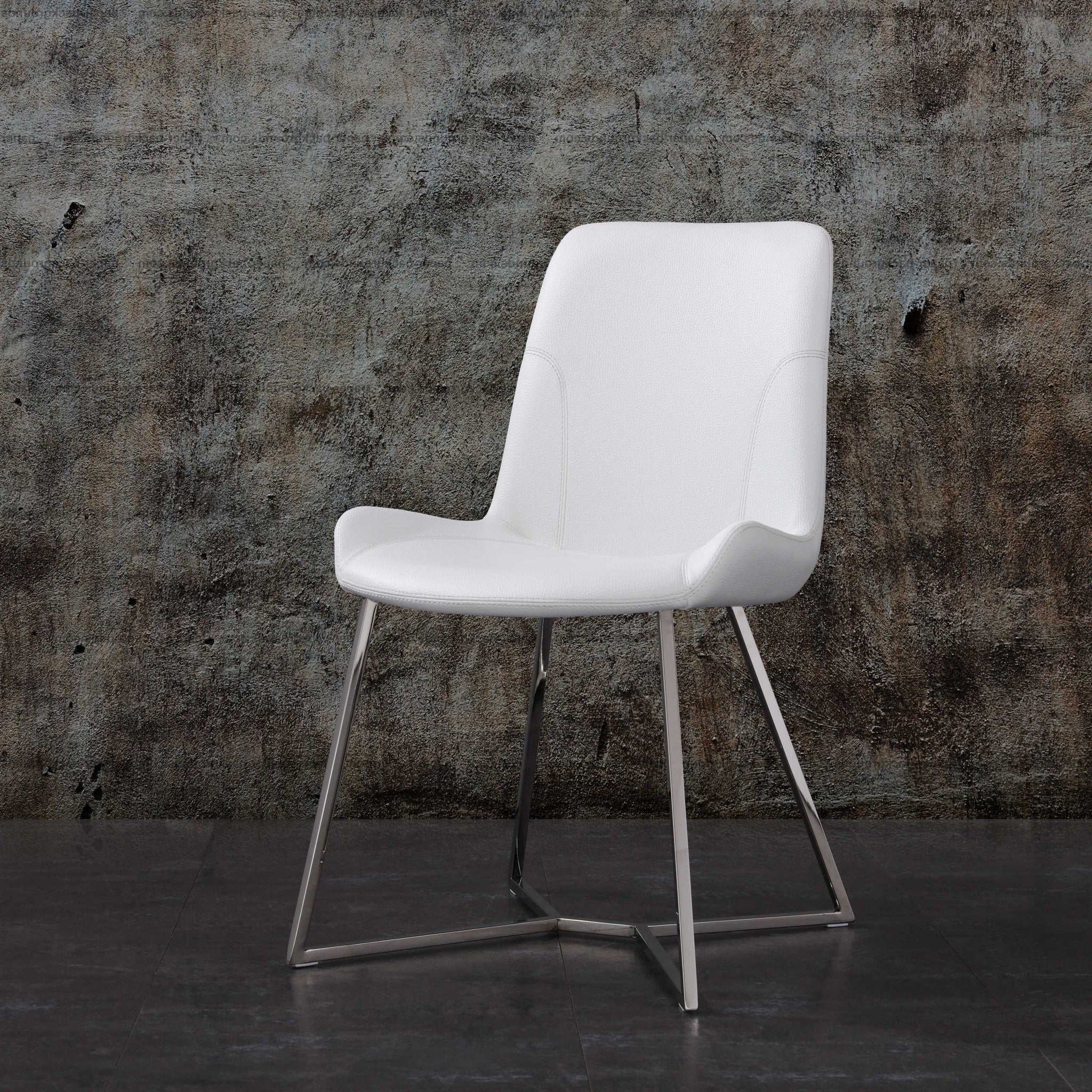 24" X 20" X 34" White Faux Leather / Metal Dining Chair