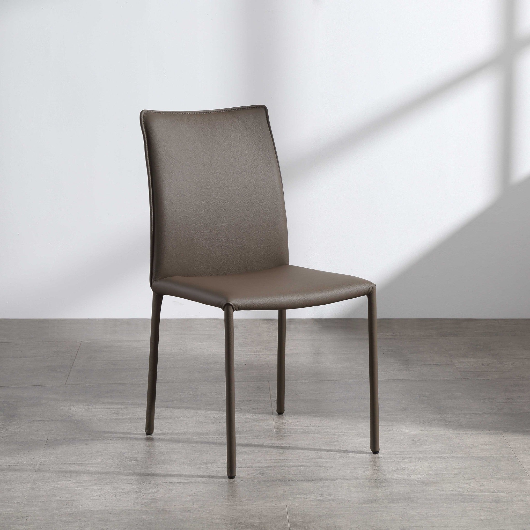 Taupe Faux Leather and Metal Dining Chair
