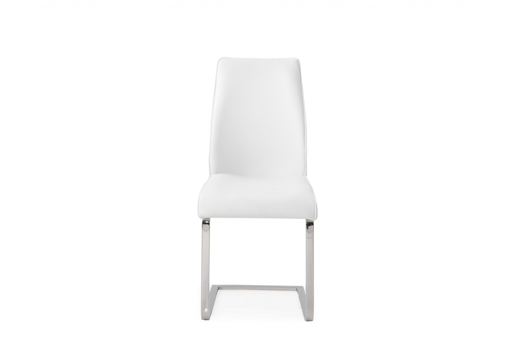 18" X 24" X 39" White Faux Leather / Metal Dining Chair