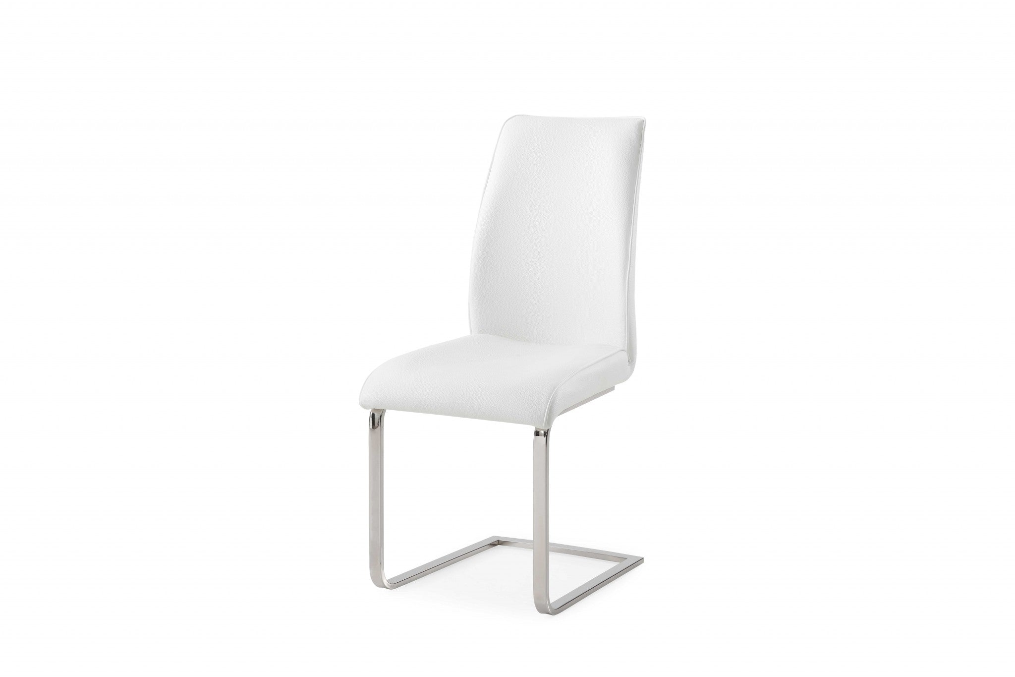 18" X 24" X 39" White Faux Leather / Metal Dining Chair