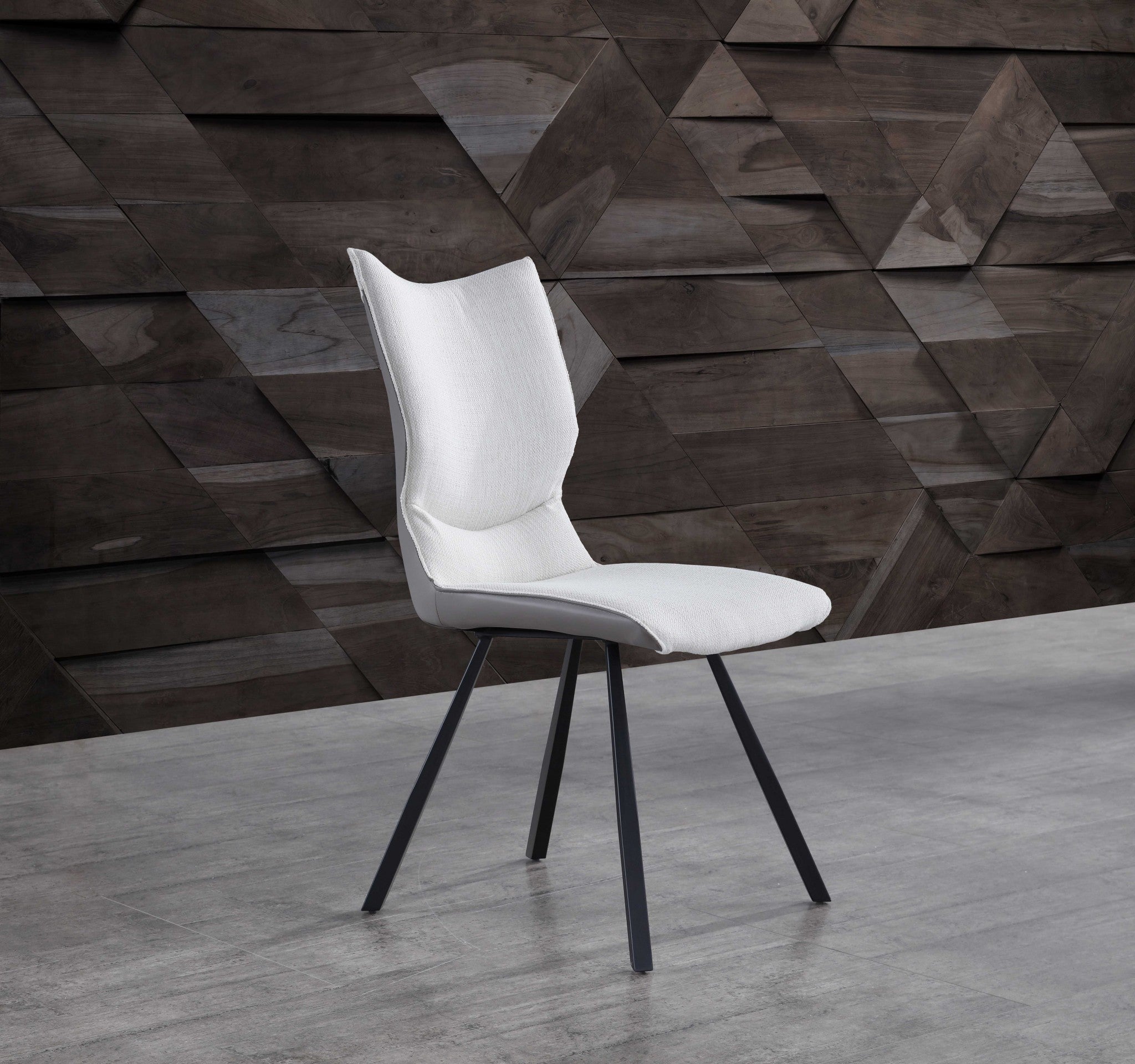 White and Gray Faux Leather Dining Side Chairs Set of 2