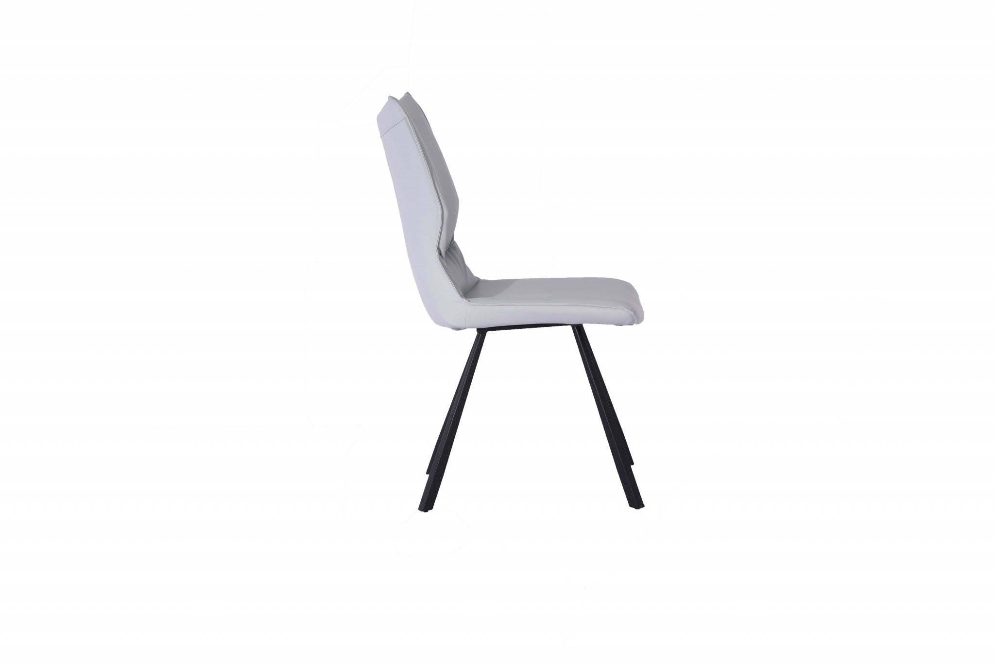 White and Light Gray Faux Leather Dining Side Chair Set of 2