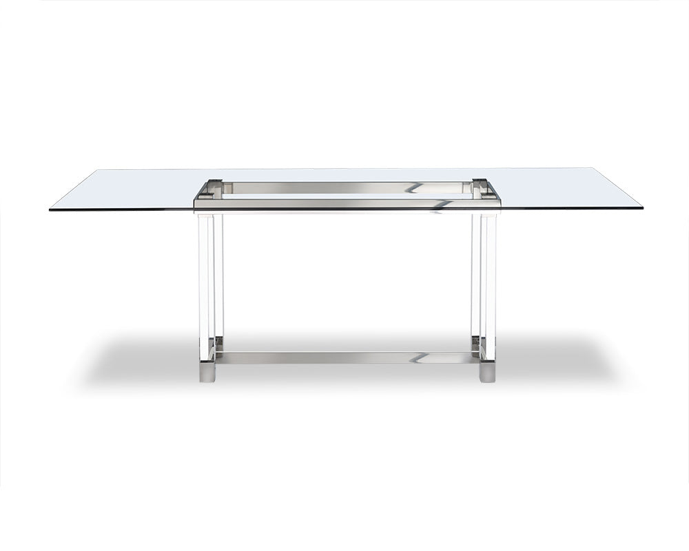 86.5" X 39.5" X 30" Clear Glass Dining Table