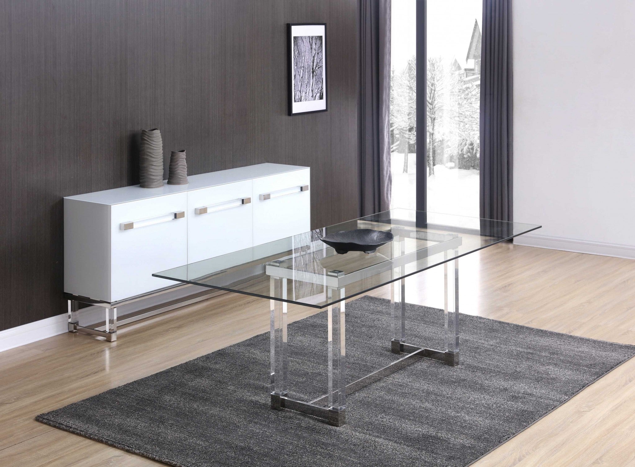 86.5" X 39.5" X 30" Clear Glass Dining Table