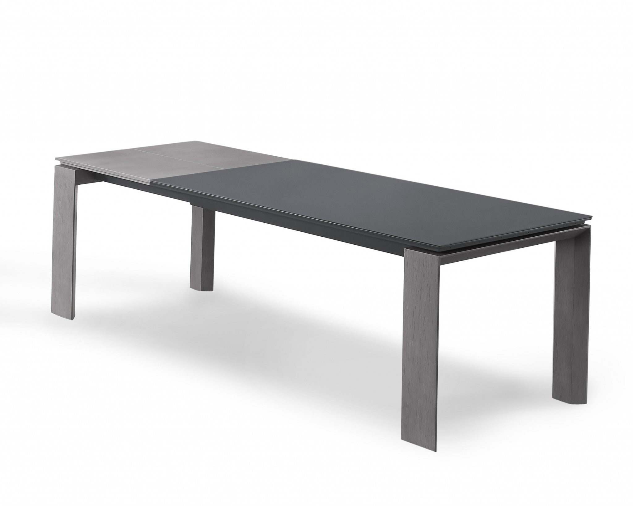 71" X 35" X 30" Gray Oak Glass Dining Table