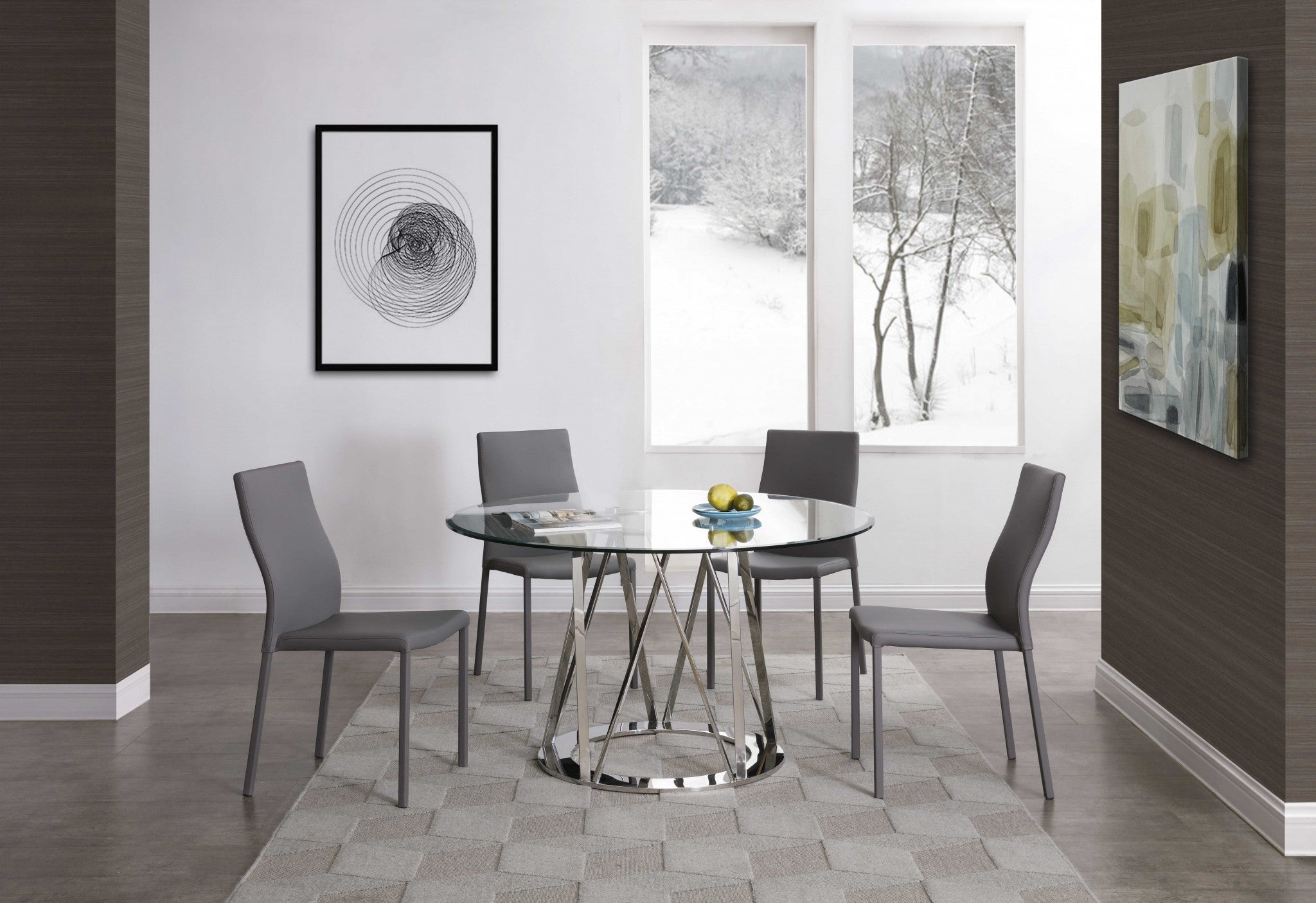 51" X 51" X 29" Clear Glass Round Dining Table