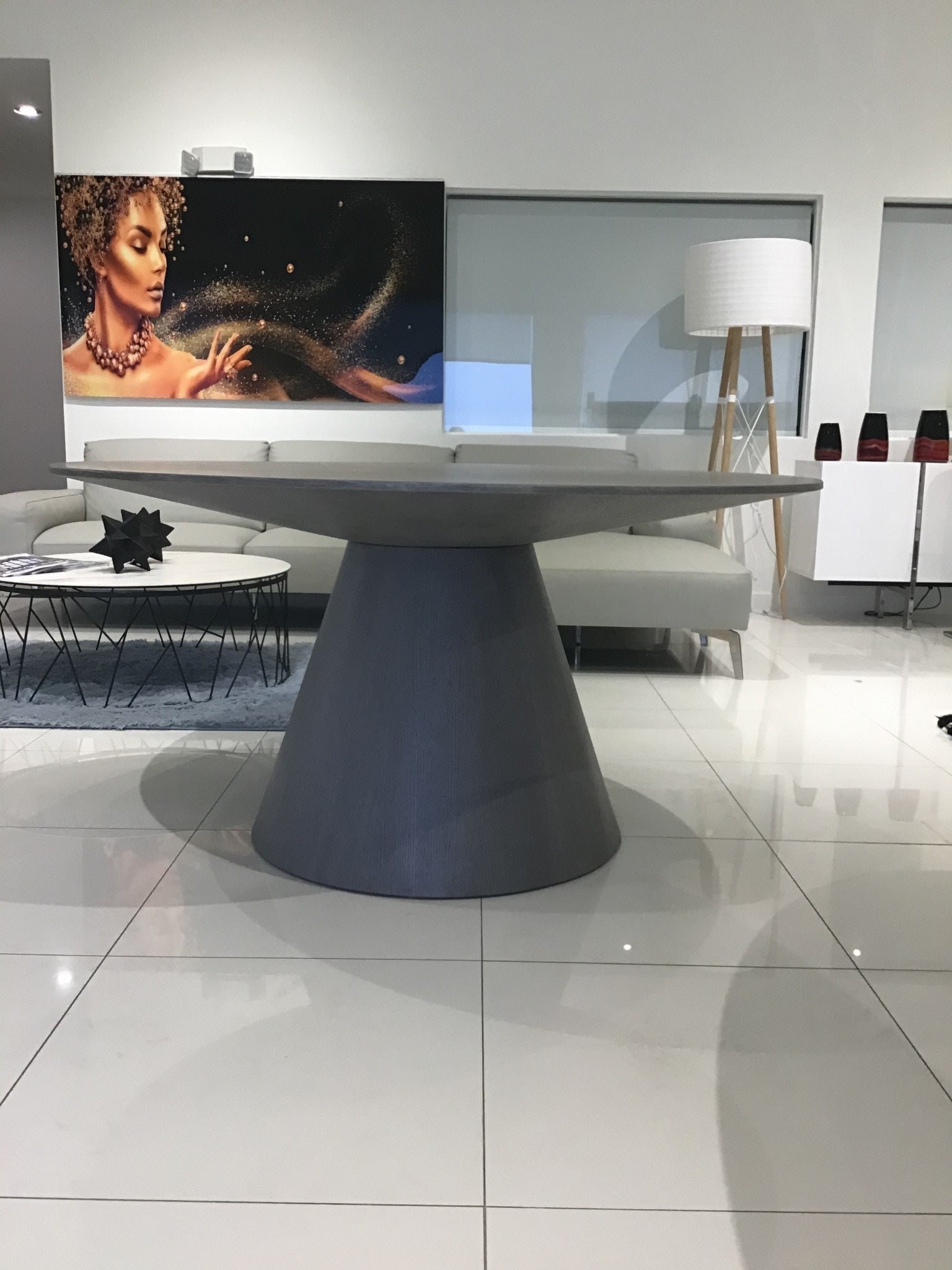 59" X 59" X 30" Grey Veneer Dining Table