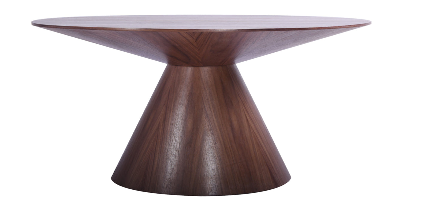 59" X 59" X 30" Walnut Veneer Dining Table