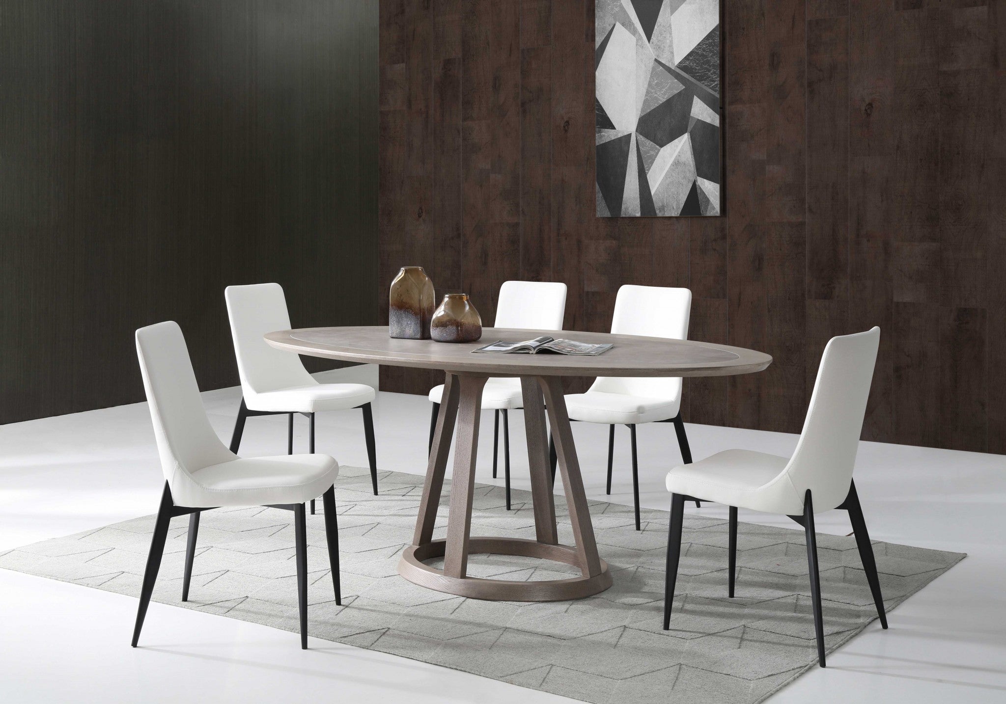 79" X 39" X 30" Gray oak Veneer Dining Table