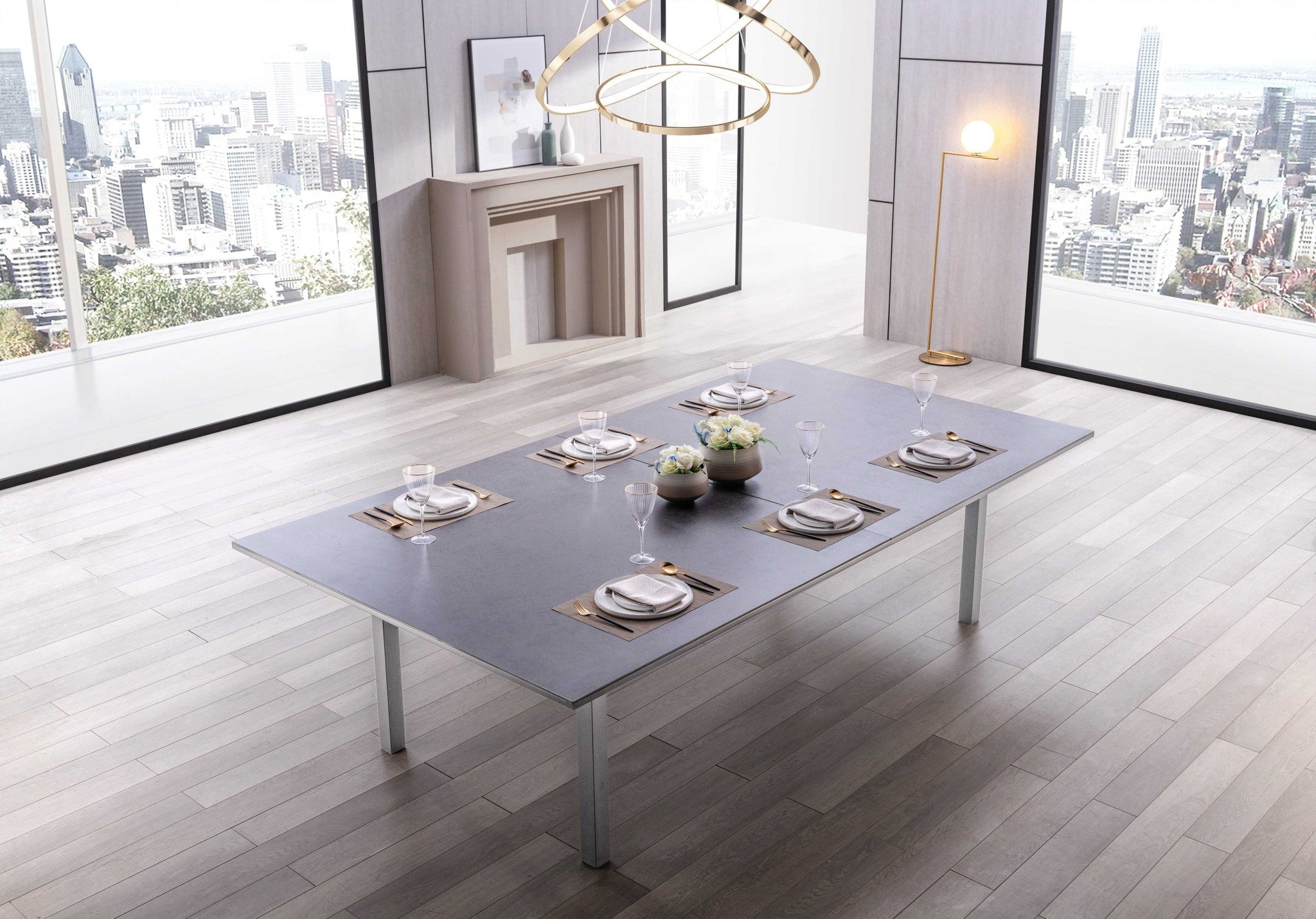 108" X 60" X 30" Dark Gray Ceramic Glass Game Table