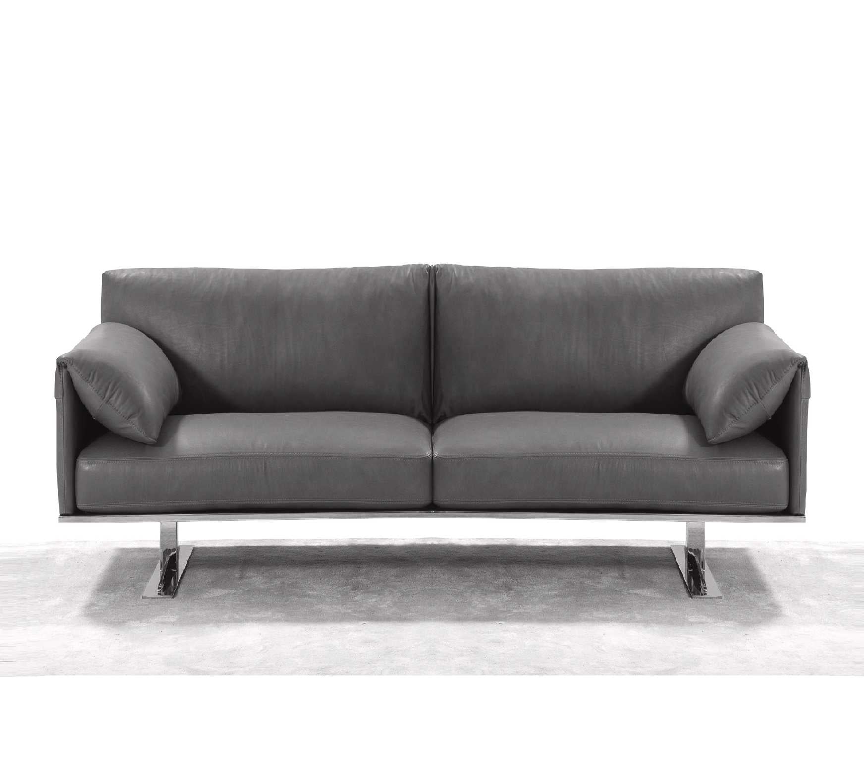 72" X 37" X 31" Grey Grain Leather Love Seat