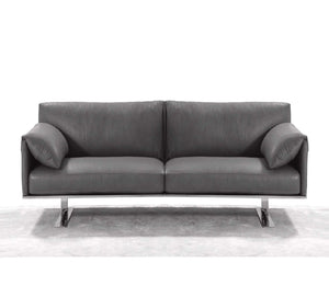 72" X 37" X 31" Grey Grain Leather Love Seat