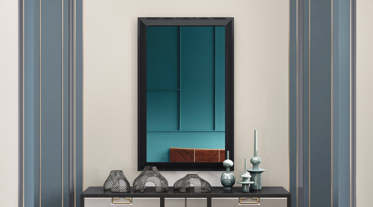 32" X 2" X 51" Gloss Black Glass Mirror
