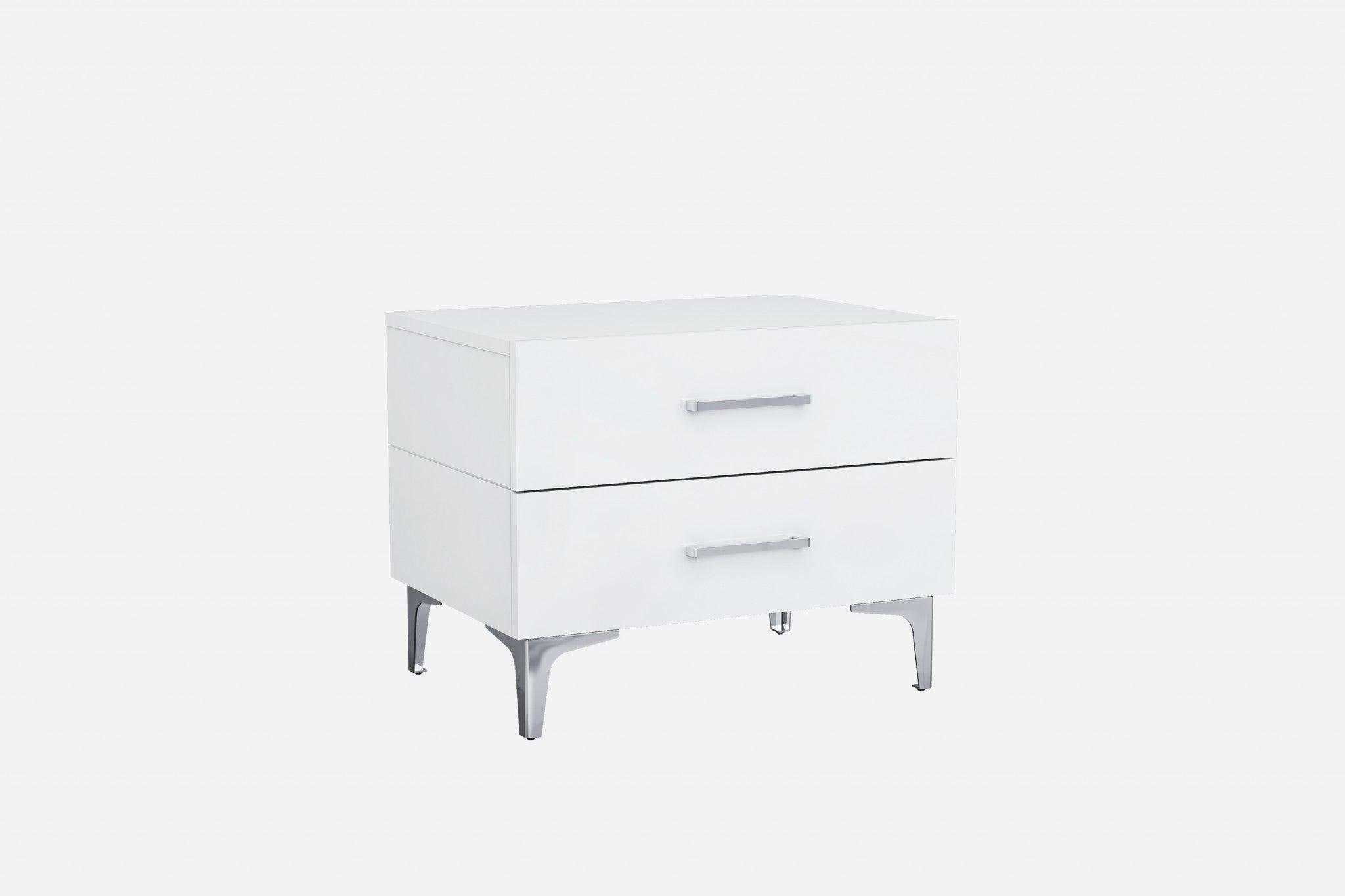 25" X 18" X 21" Gloss White Stainless Steel Nightstand