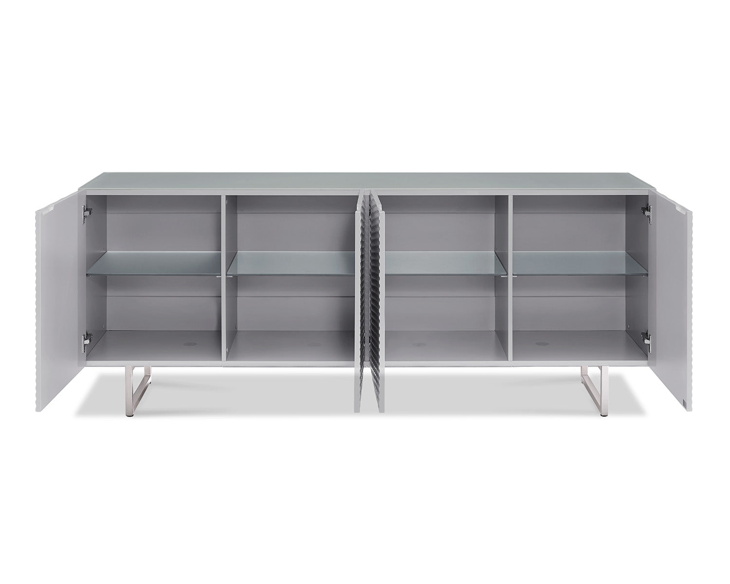 79" X 18" X 32" Gray Metal Buffet