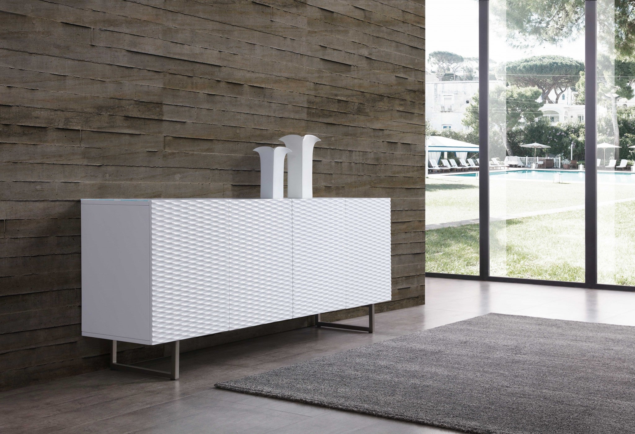 79" X 18" X 32" White Metal Buffet