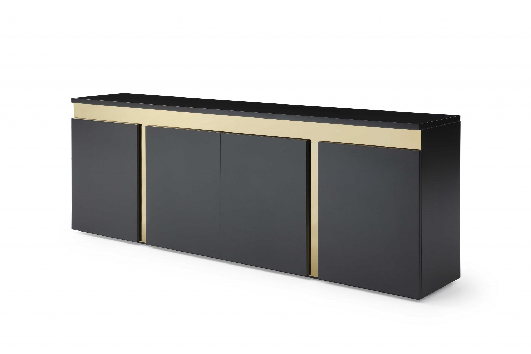 94" X 18" X 35" Black Stainless Steel Buffet