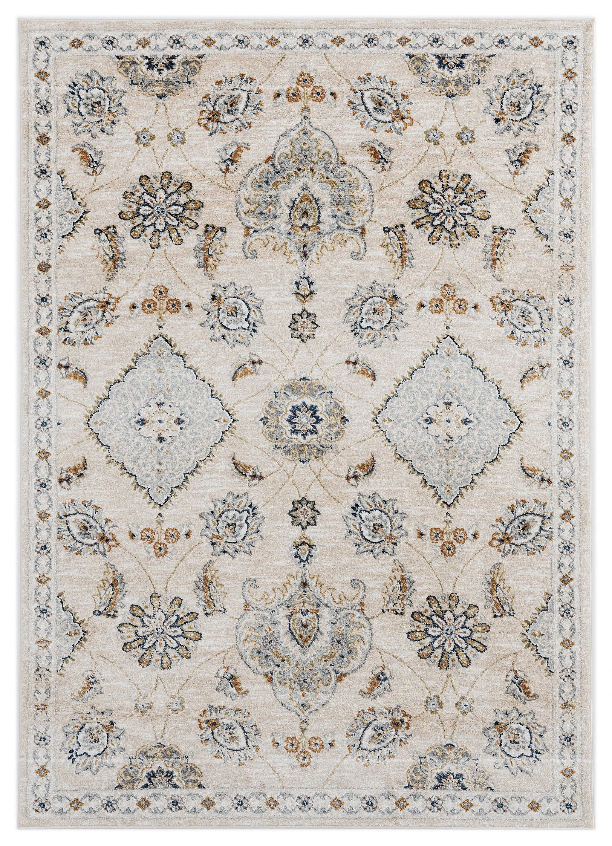 94" x 126" Beige Microfiber / Polyester Area Rug