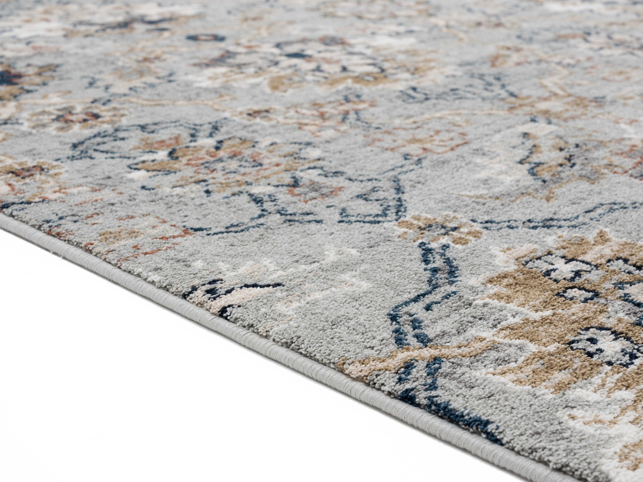 94" x 126" Blue / Grey Microfiber / Polyester Area Rug