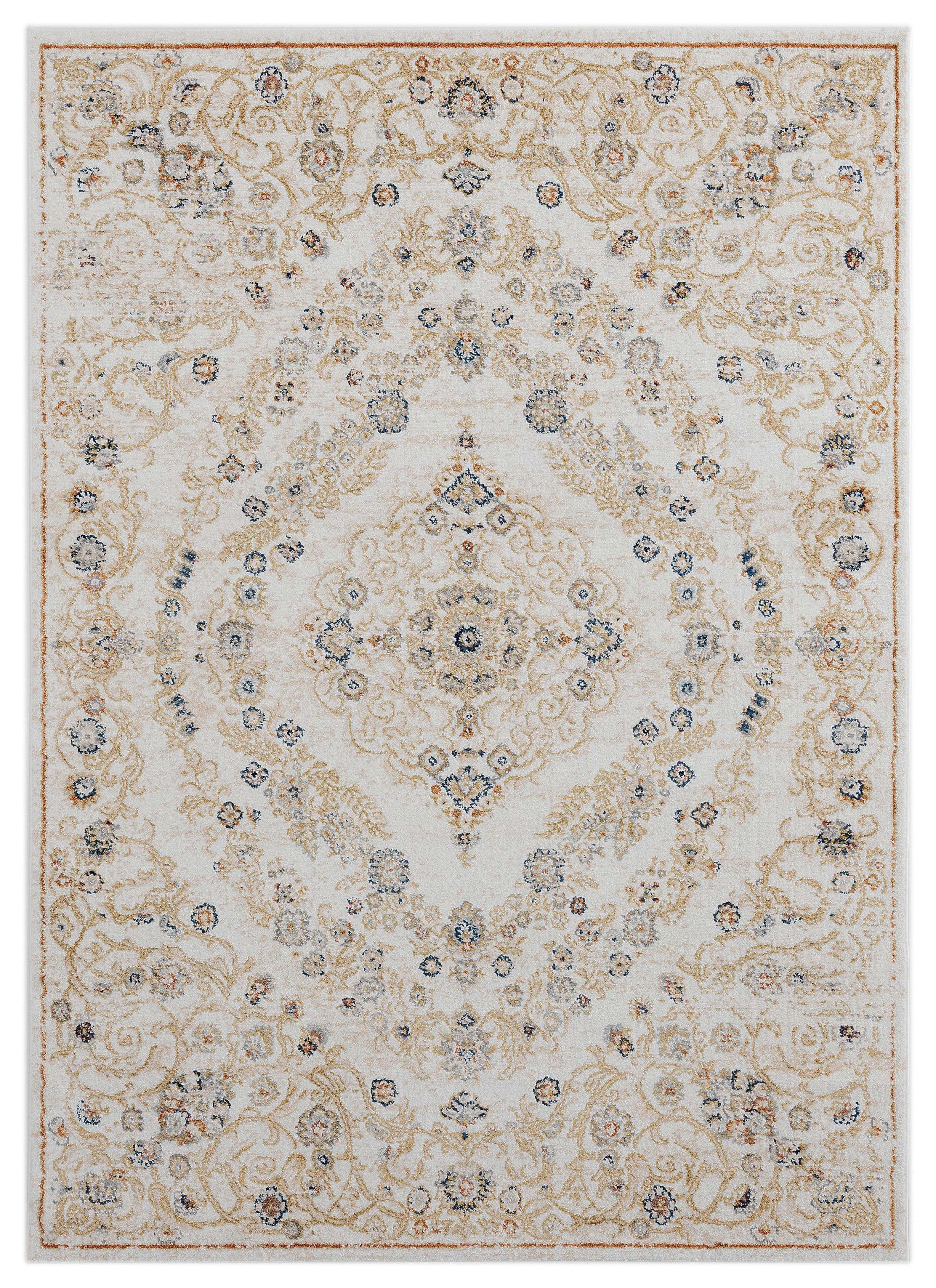 94" x 126" Beige Microfiber / Polyester Area Rug