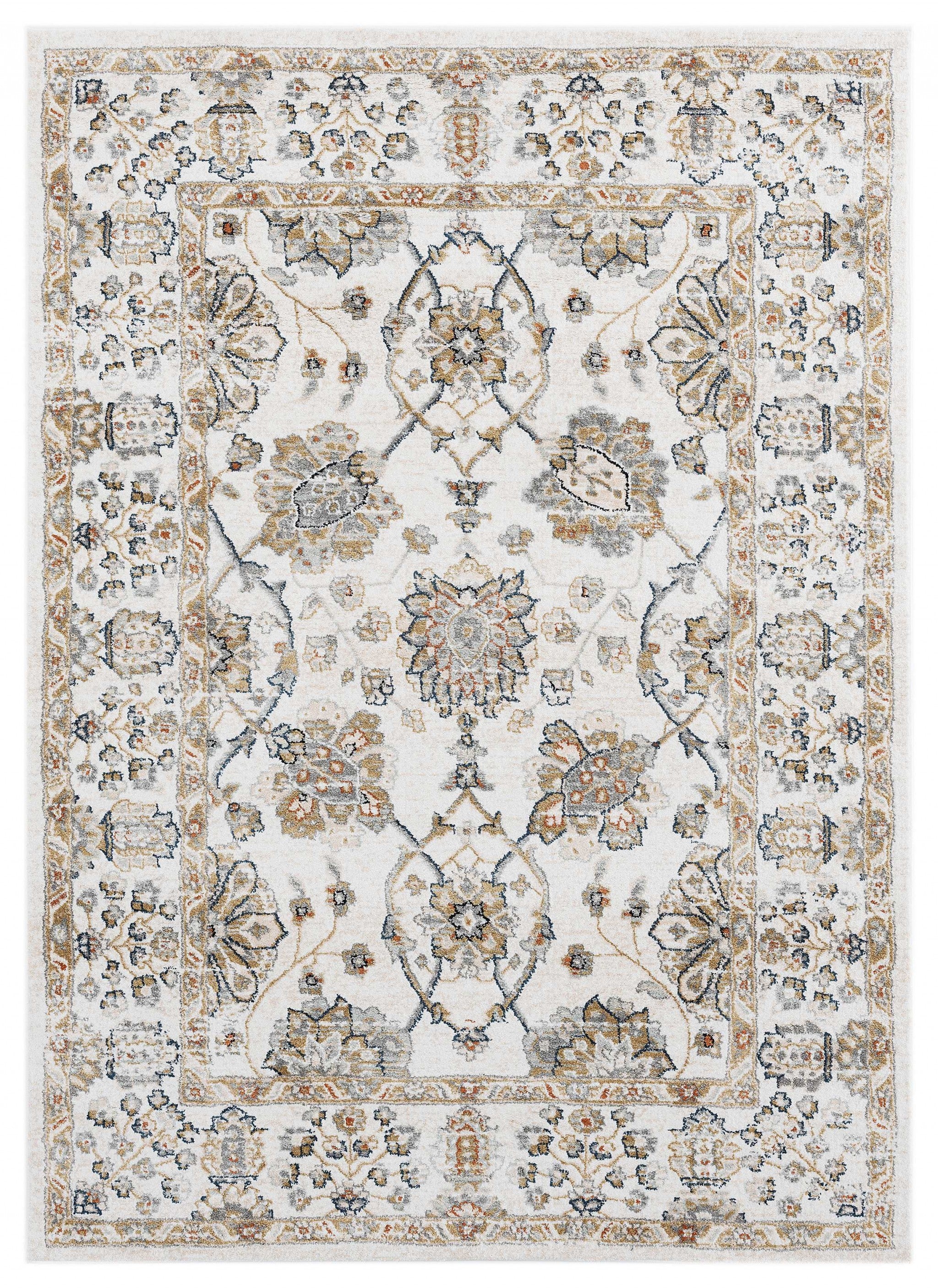 94" x 126" Beige Microfiber / Polyester Area Rug